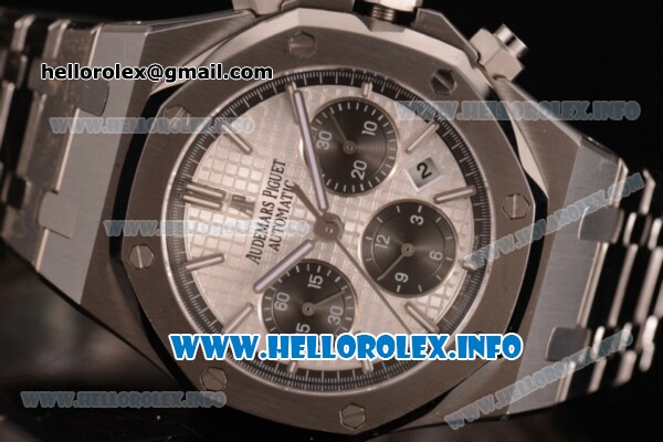 Audemars Piguet Royal Oak QE II CUP 2015 Limited Edition Chrono Swiss Valjoux 7750 Automatic Stainless Steel Case/Bracelet with White Dial Stick Markers - Black Subdial (EF) - Click Image to Close